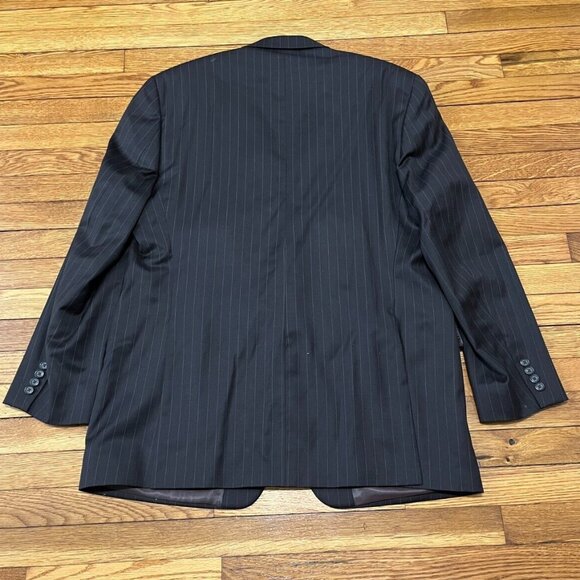 Lauren Ralph Lauren Mens Blazer Sz 46L Striped Gray Wool 2 Button Sport Coat - Picture 6 of 6